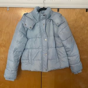 Light Blue Cropped Puffer Coat